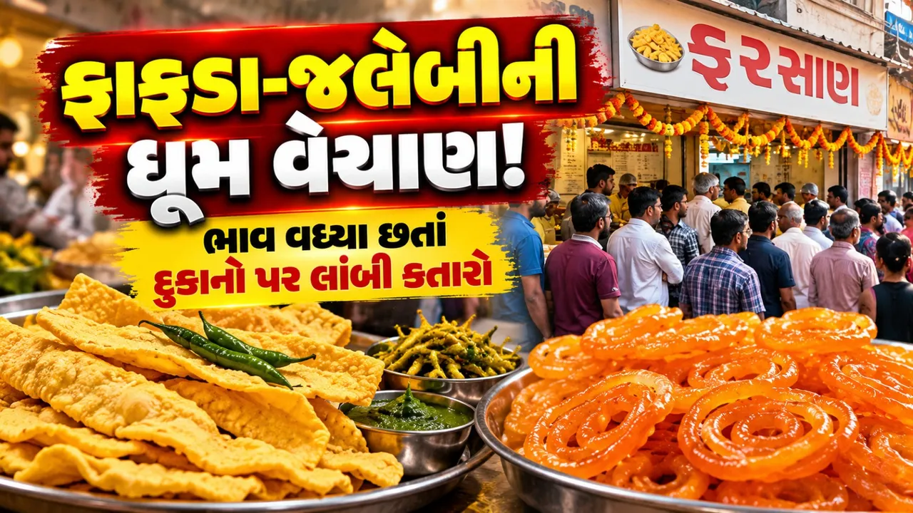 દશેરા પર ફાફડા-જલેબીનું ધૂમ વેચાણ, ભાવ વધ્યા છતાં દુકાનો પર લાંબી કતારો