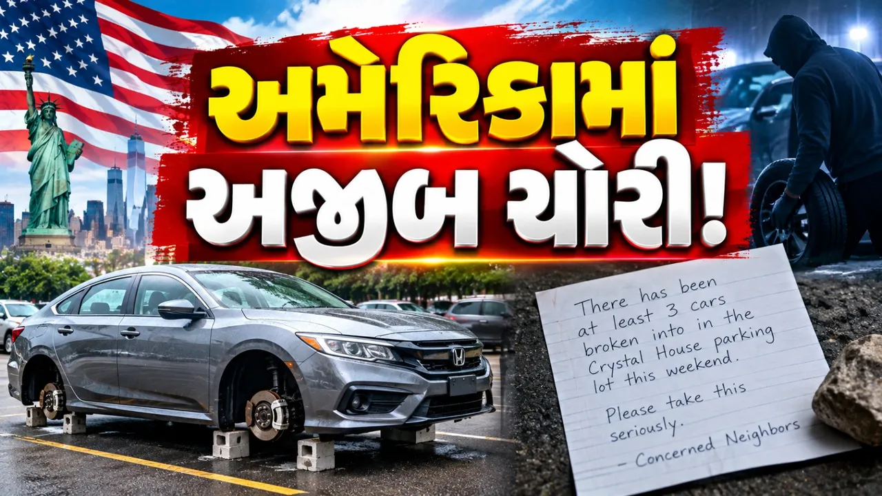અમેરિકામાં ભારતીય પરિવાર સાથે અજીબ ઘટના, કારના ચારેય પૈડાં ચોરાયા