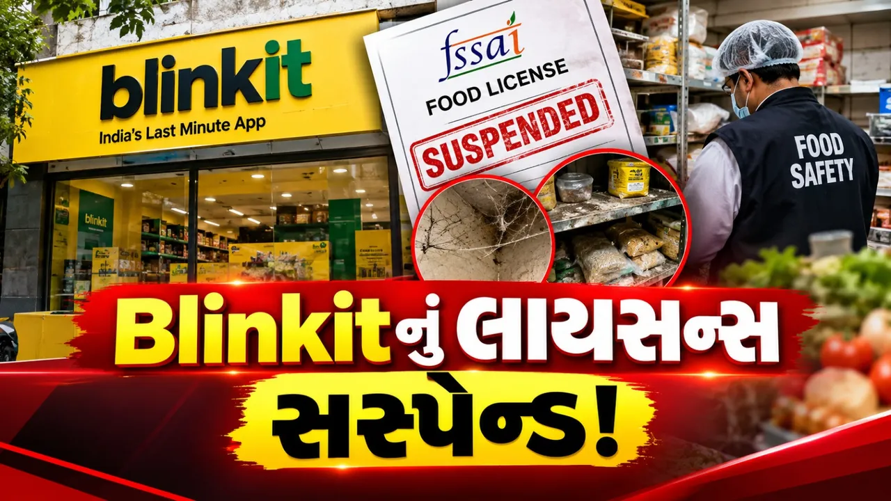 ગાંધીનગરમાં Blinkit સ્ટોરનું ફૂડ લાયસન્સ સસ્પેન્ડ, ગંદકી મળતાં તંત્રની કાર્યવાહી