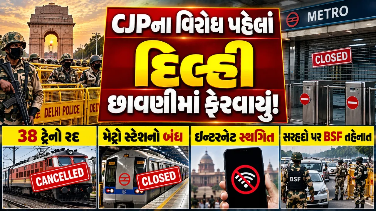 CJPના વિરોધ પહેલાં દિલ્હી છાવણીમાં ફેરવાયું, મેટ્રો સ્ટેશનો બંધ અને ટ્રેનો રદ; સુરક્ષા સઘન