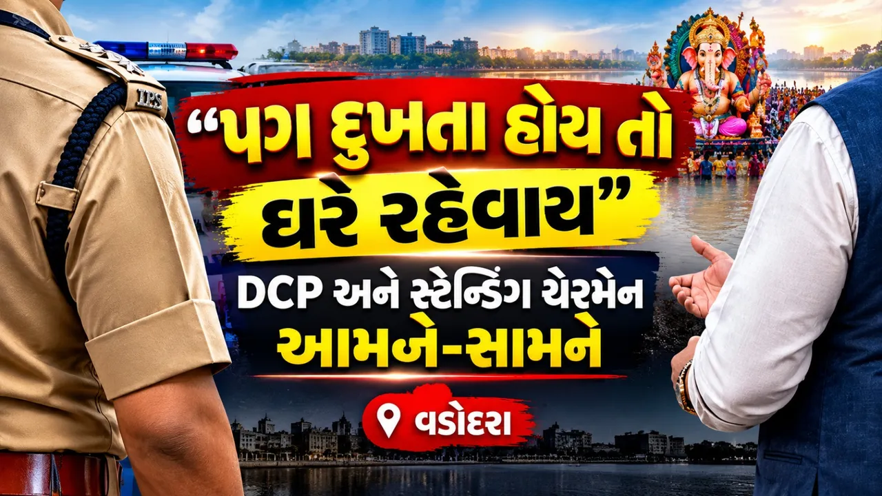 વડોદરામાં ગણેશ વિસર્જન સમયે DCP અને પદાધિકારીઓ વચ્ચે બોલાચાલી, વીડિયો વાયરલ