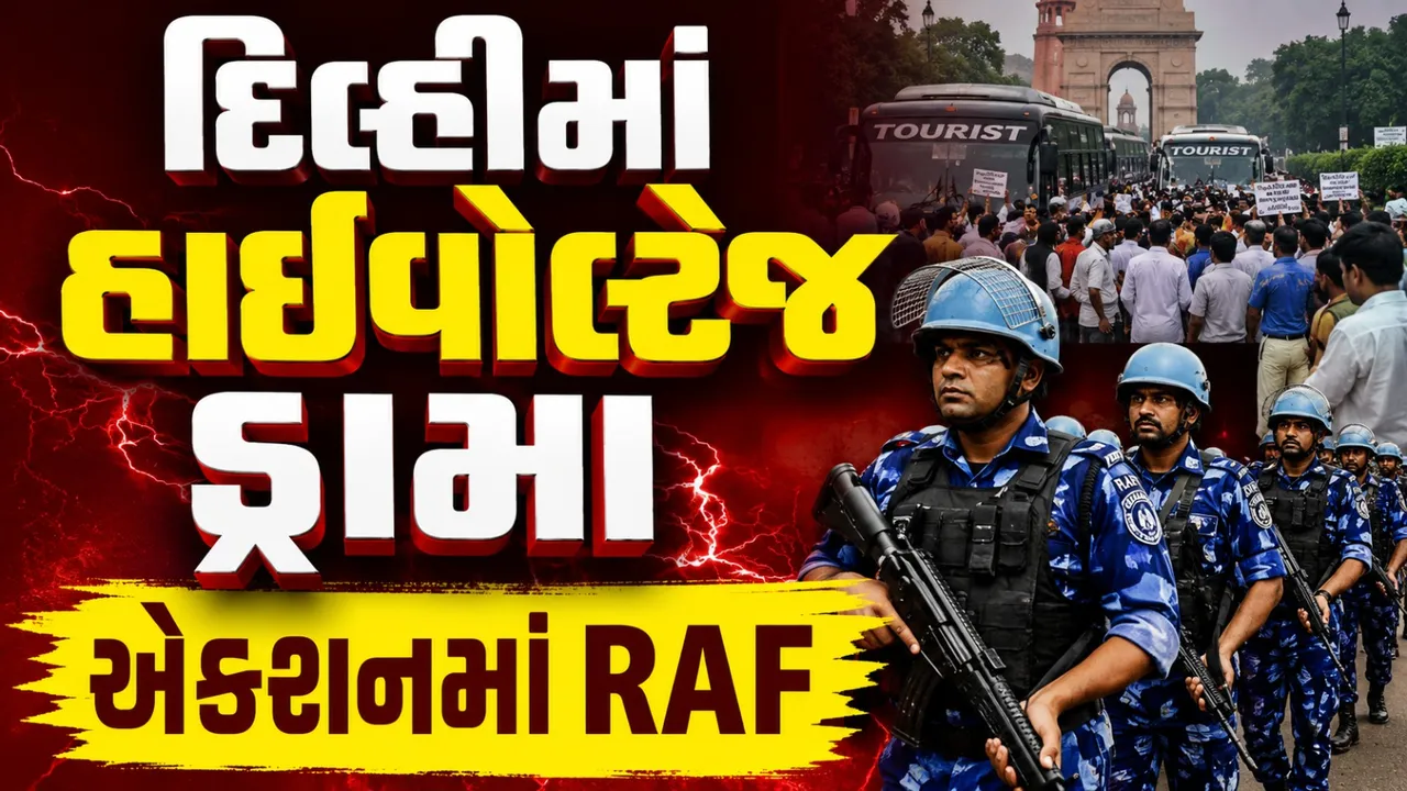 દિલ્હીમાં રાજકીય ગરમાવો: રાહુલ ગાંધીની કૂચ પહેલા જ બસ અટકાવી, RAF તૈનાત