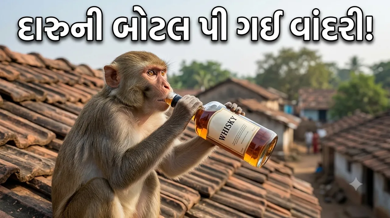 દારૂની બોટલ પીધા બાદ વાંદરી બેભાન, ભાન આવતા દુકાનમાં તોડફોડ