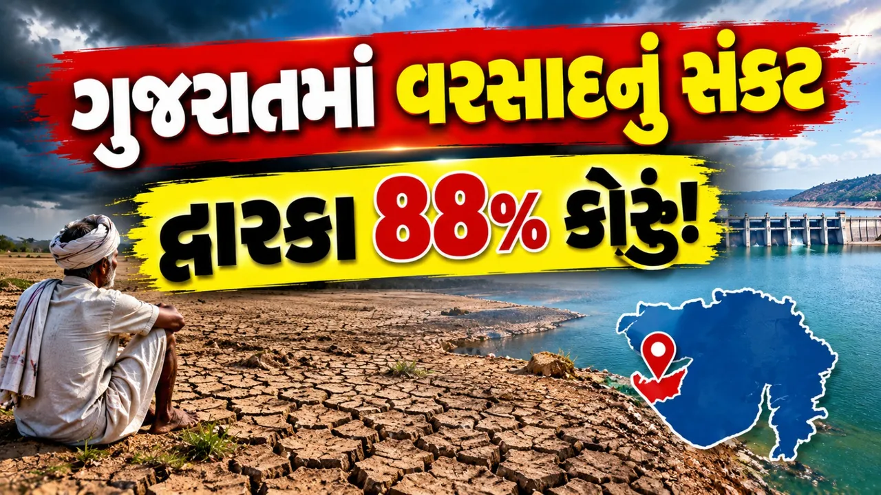 ગુજરાતમાં વરસાદની મોટી ઘટ, દ્વારકામાં 88% તો પોરબંદરમાં 73% ઓછો વરસાદ
