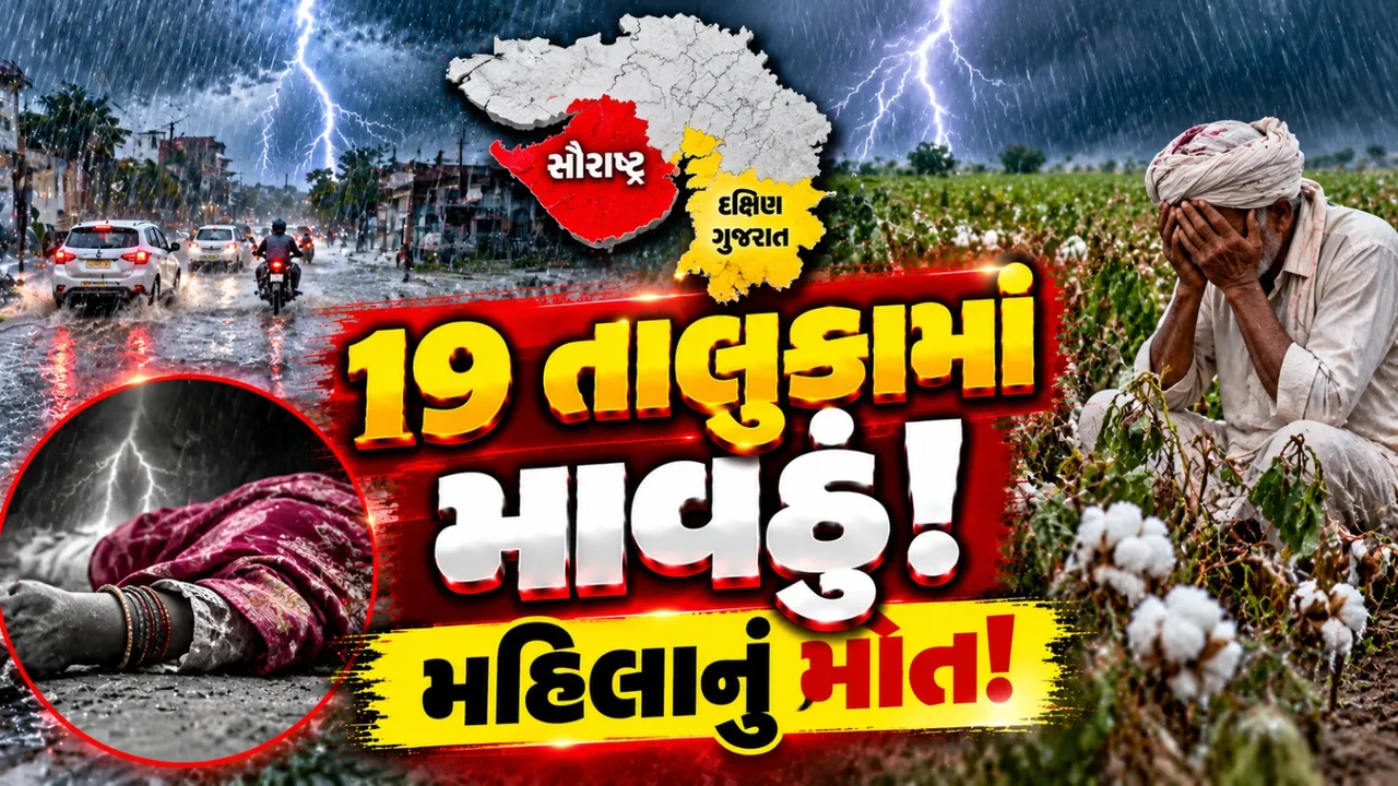 ગુજરાતના 19 તાલુકામાં માવઠું: અમરેલીમાં વીજળી પડતાં મહિલાનું મોત, ખેડૂતોની ચિંતા વધી