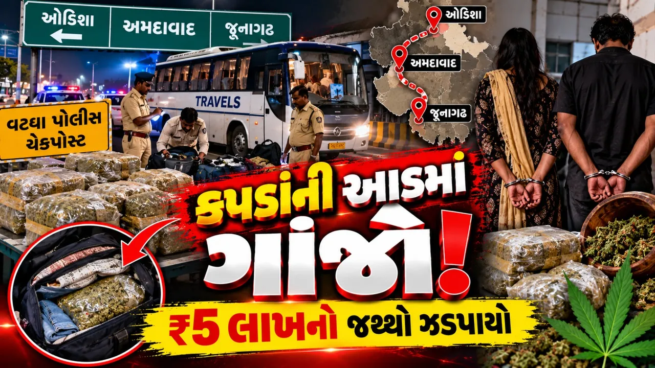 અમદાવાદમાં ₹5 લાખનો ગાંજો ઝડપાયો, ઓડિશાથી જૂનાગઢ લઈ જવાતો 9.920 કિલો જથ્થો પકડાયો