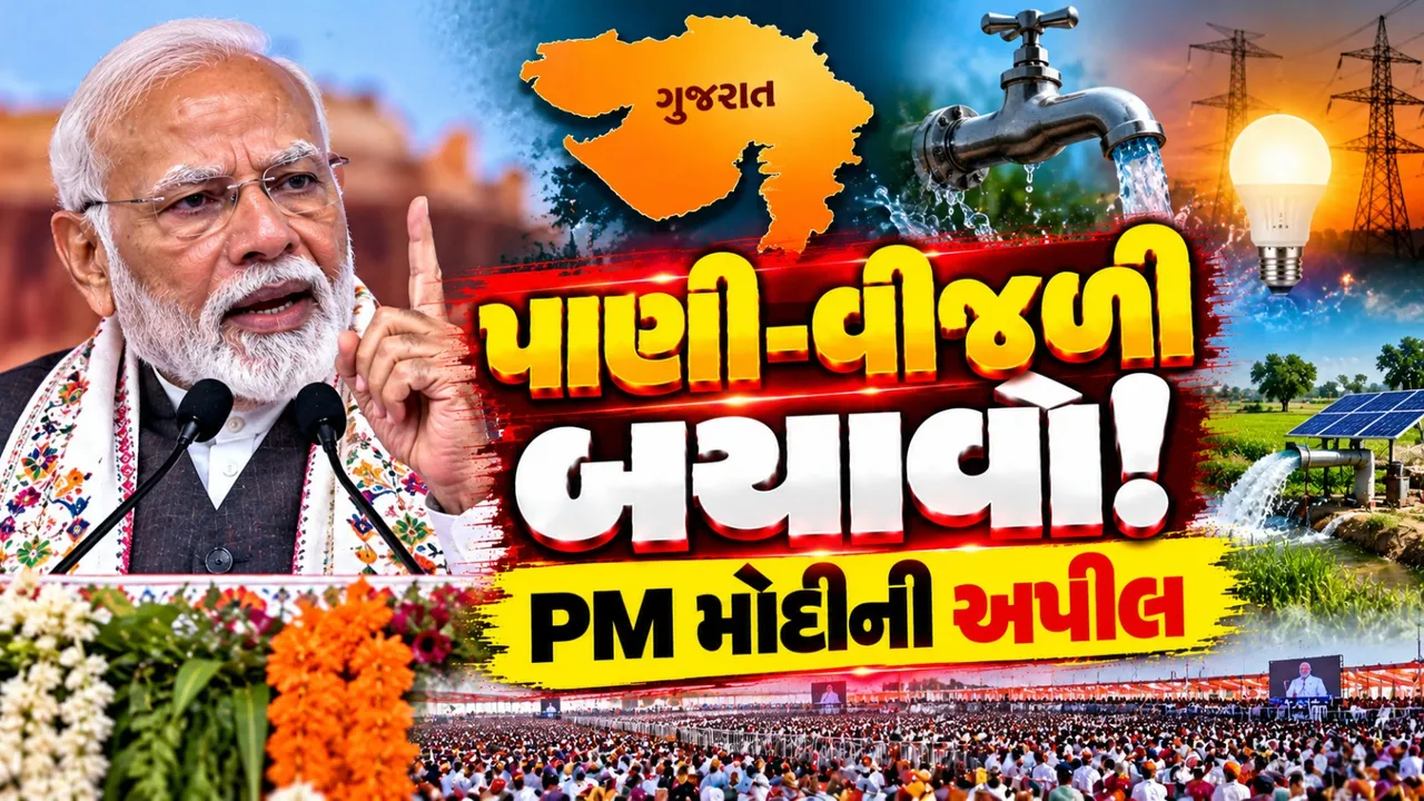 ગુજરાતની ધરતી પરથી PM મોદીની અપીલ, પાણી અને વીજળી બચાવવા લોકોને કર્યો અનુરોધ