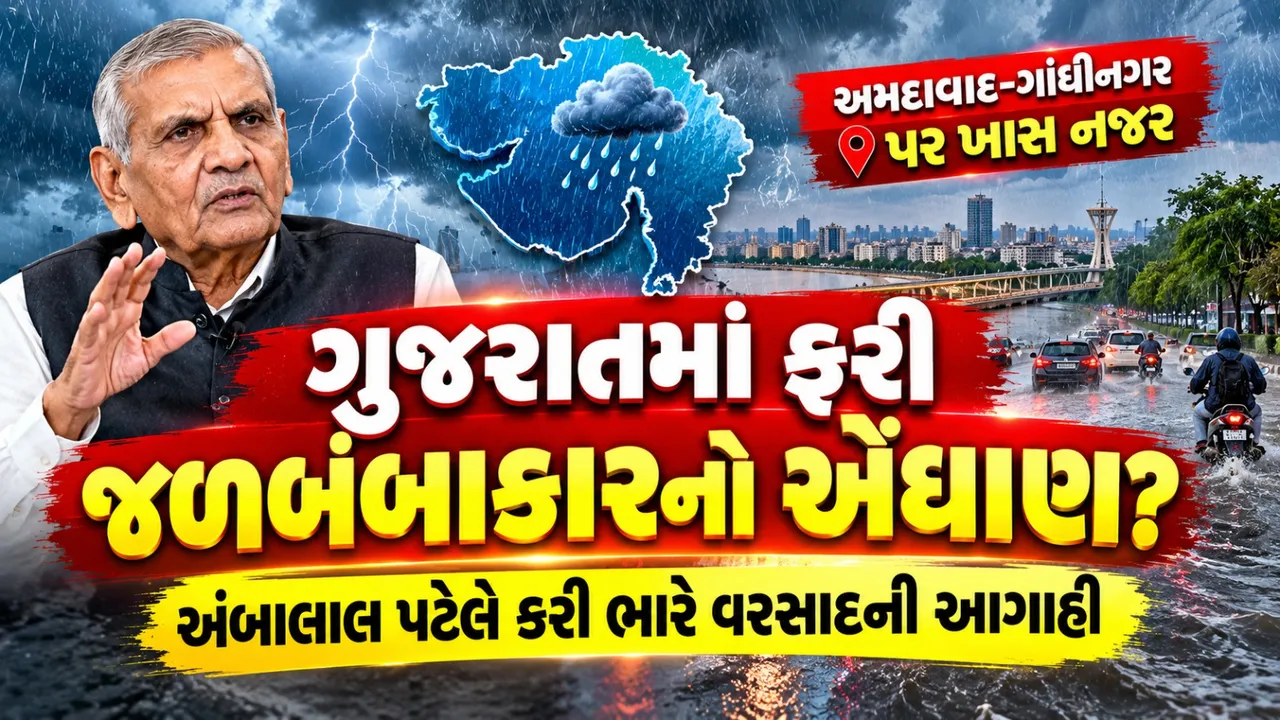 ગુજરાતમાં ફરી જળબંબાકારના એંધાણ? અંબાલાલ પટેલે કરી ભારે વરસાદની આગાહી