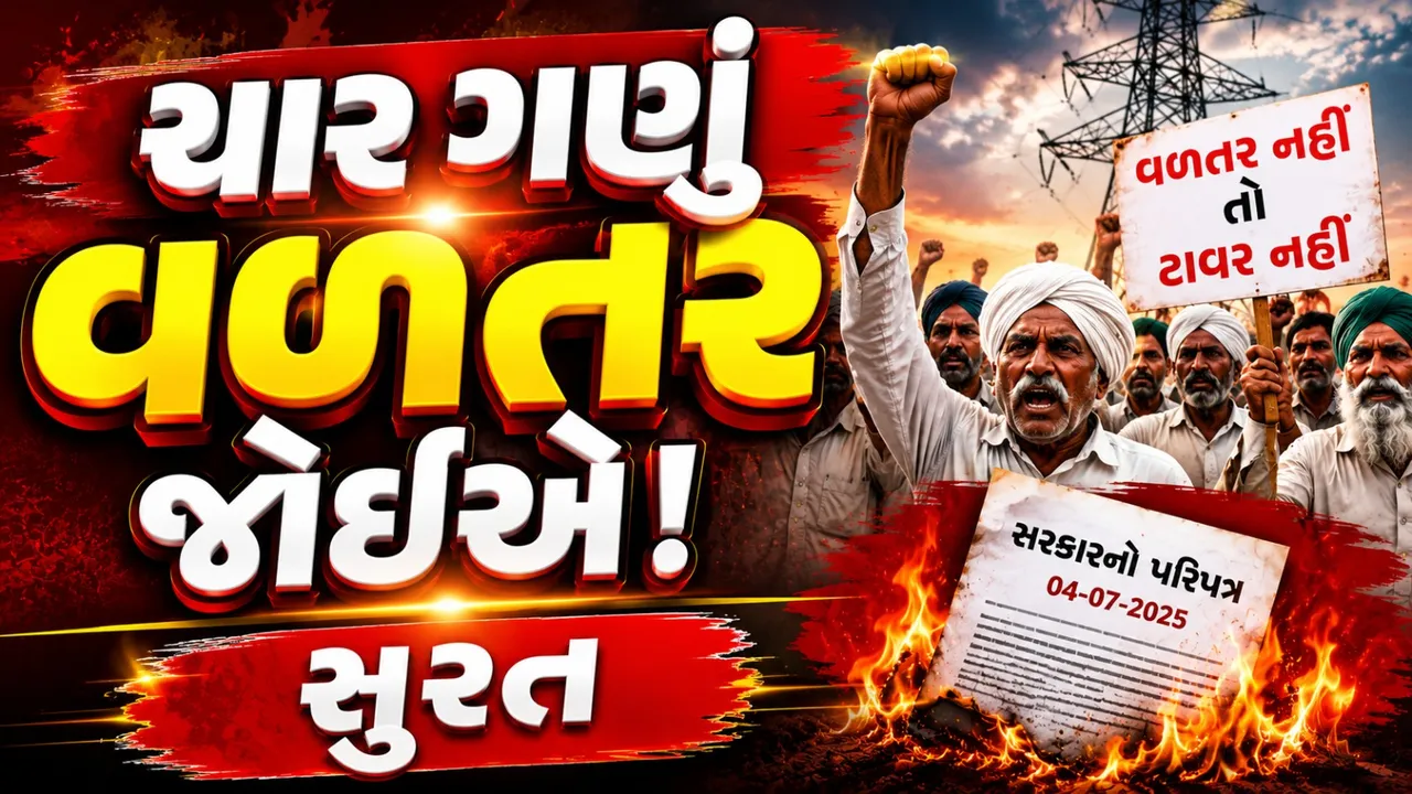 પાવરગ્રીડ લાઇન મુદ્દે સુરતમાં ખેડૂતોનો આક્રોશ, સરકારના પરિપત્રની હોળી કરી