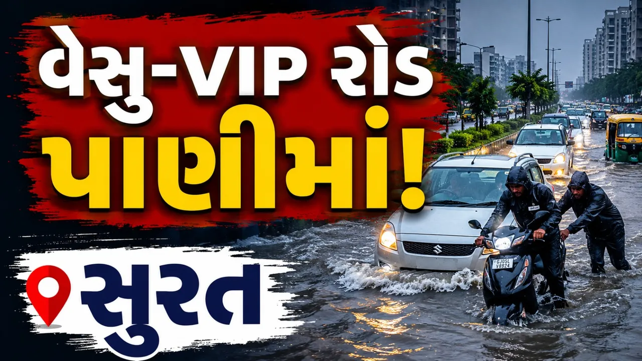 લાંબા વિરામ બાદ સુરતમાં મેઘરાજાની ધમાકેદાર એન્ટ્રી, રસ્તાઓ બન્યા તળાવ