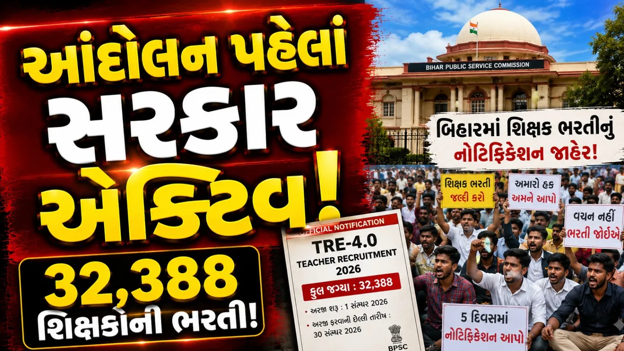 આંદોલન ઉગ્ર બને તે પહેલાં સરકાર એક્ટિવ! 32,388 શિક્ષકોની ભરતી જાહેર