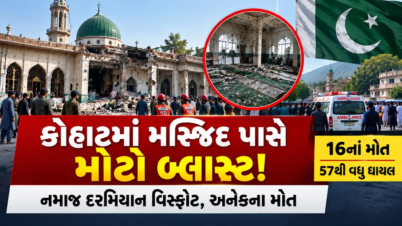 પાકિસ્તાનના કોહાટમાં મસ્જિદ પાસે આત્મઘાતી વિસ્ફોટ, 16નાં મોત, 57થી વધુ ઘાયલ