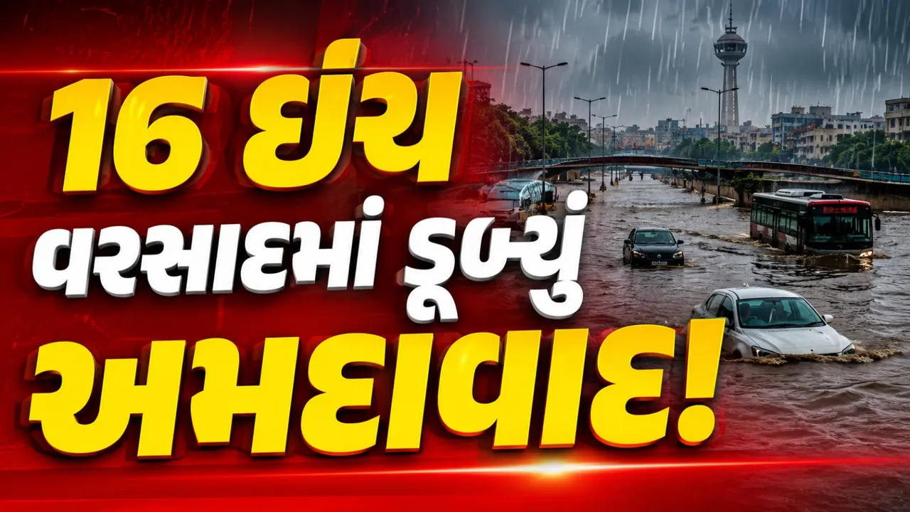અમદાવાદના હાલ પાણીમાં બેહાલ, ભારે વરસાદથી સાબરમતીમાં પૂરનું જોખમ 