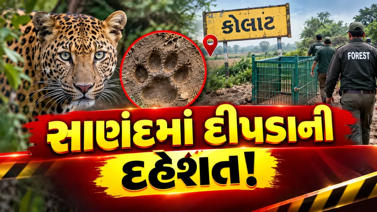 સાણંદમાં દીપડાની ફરી દહેશત, કોલાટ પાસે મળ્યા તાજા પંજાના નિશાન