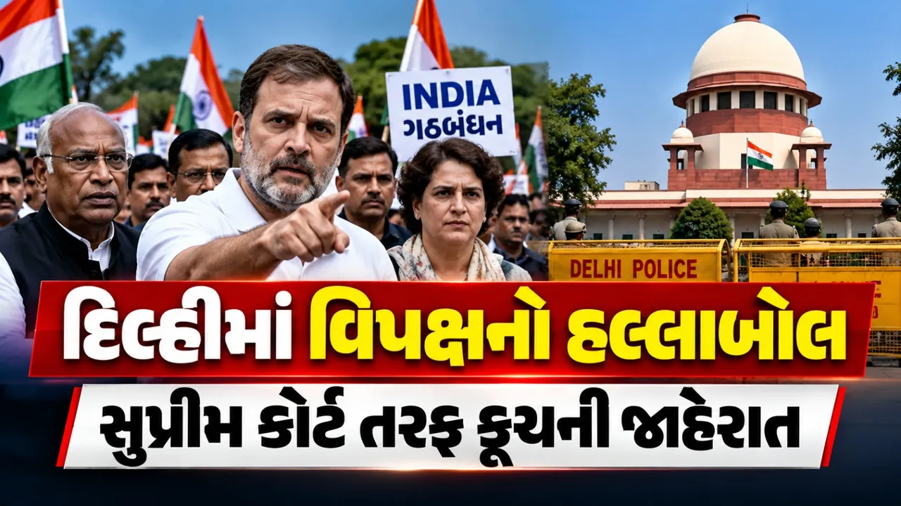 દિલ્હીમાં વિપક્ષનો હલ્લાબોલ! રાહુલ ગાંધીની આગેવાનીમાં સુપ્રીમ કોર્ટ તરફ કૂચ