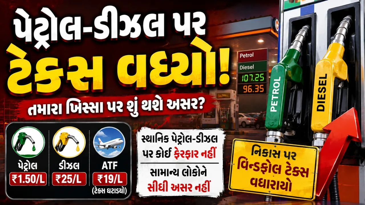 પેટ્રોલ-ડીઝલ પર સરકારનો મોટો નિર્ણય! નિકાસનો વિન્ડફોલ ટેક્સ વધ્યો