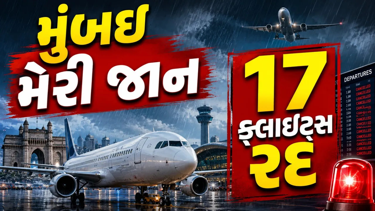 મુંબઈમાં ભારે વરસાદથી હવાઈ સેવા ખોરવાઈ, 17 ફ્લાઇટ્સ રદ અને 365 કલાકો મોડી