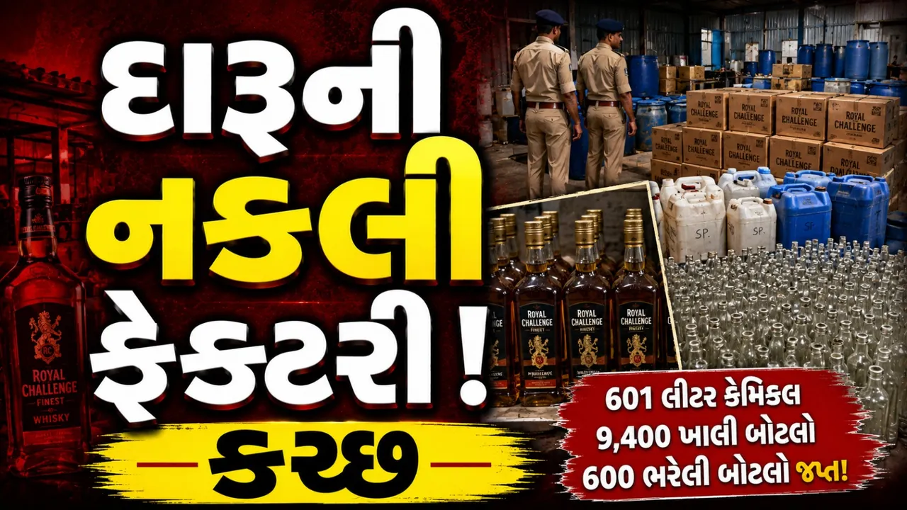 કચ્છમાં નકલી દારૂનું મોટું નેટવર્ક ઝડપાયું! 601 લિટર કેમિકલ, 9400 ખાલી બોટલ જપ્ત